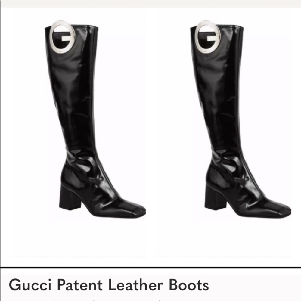 Vintage Gucci 1990’s style by Tom Ford Knee high, block heels square toe boots.